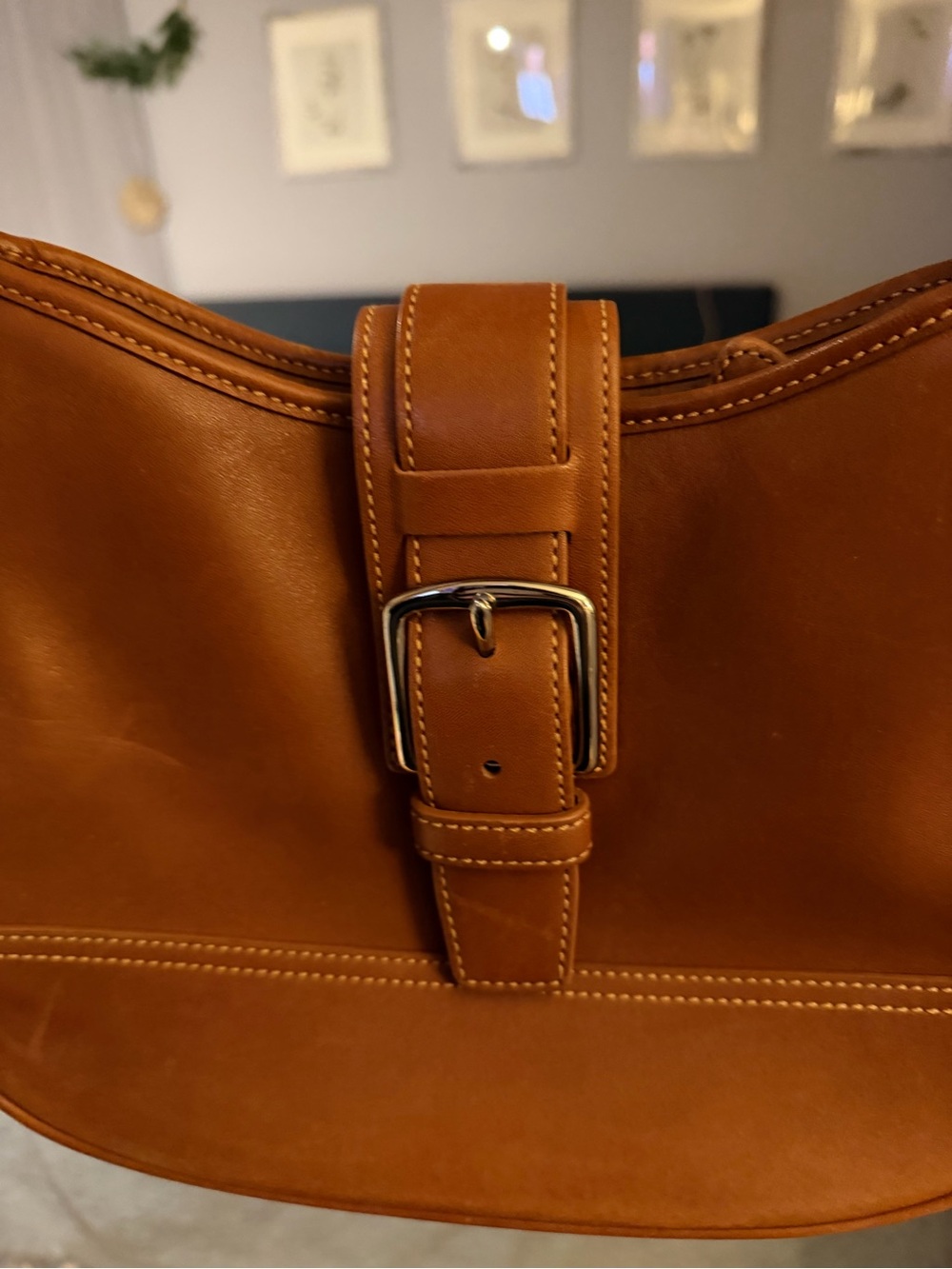 Coach Saddle Shoulder Bag in Warm Tan Leather with Buckle - Picture 5 of 10